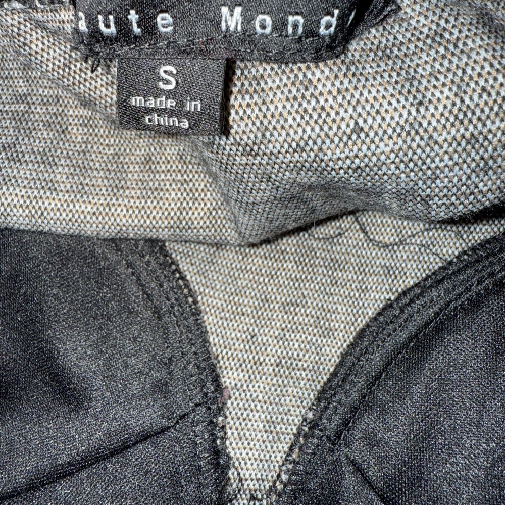 Haute Monde Black & Tan Houndstooth Print Bodysuit Size Small - Picture 3 of 3